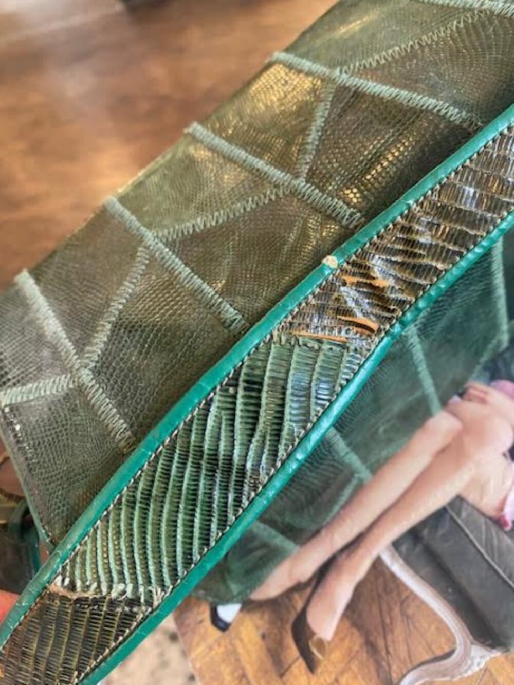 1930 - 1940 Green Snakeskin Handbag - Picture 4 of 5